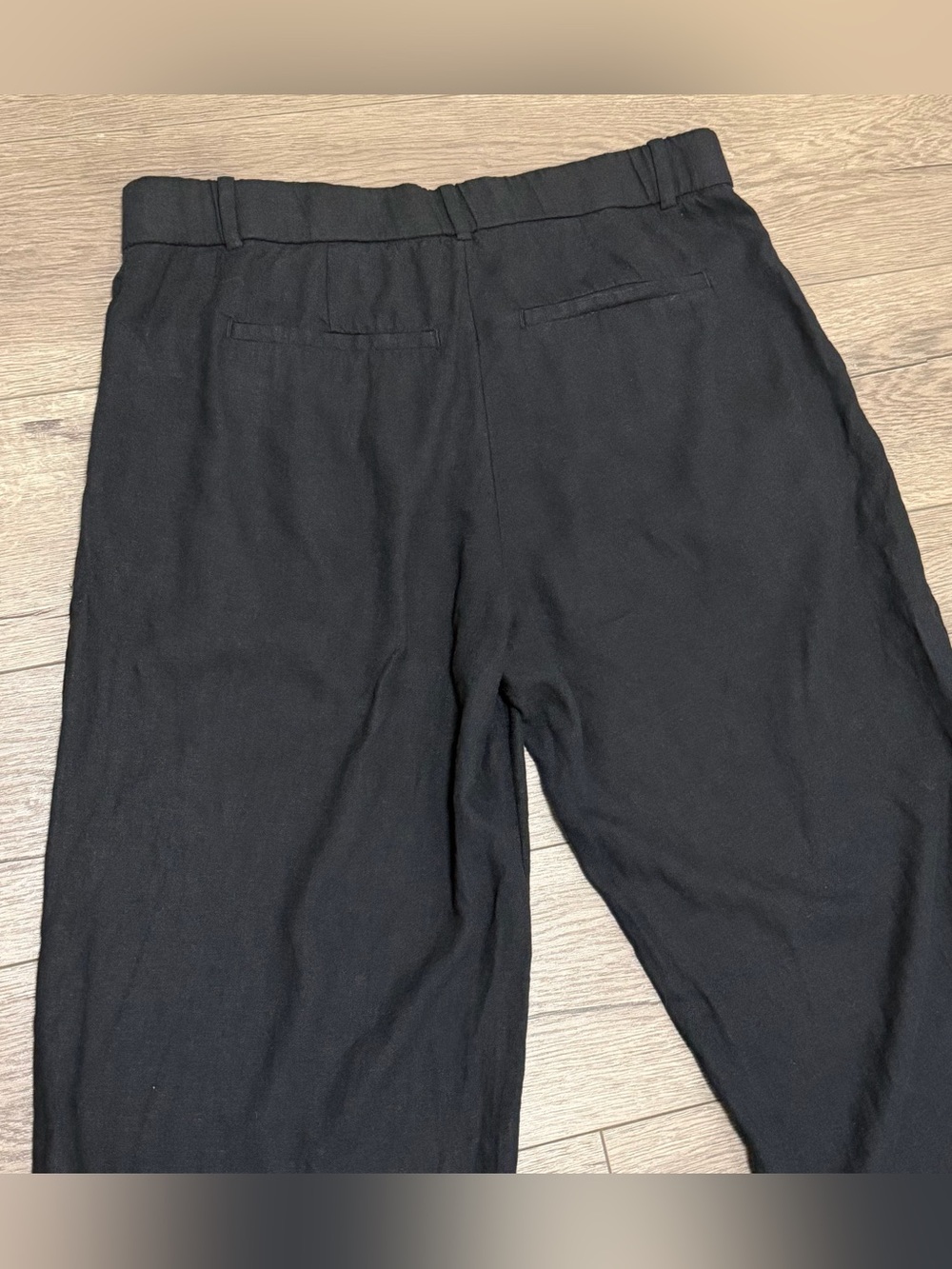 Abercrombie & Fitch Black Wide Leg Sloane Dress Pants Linen Blend Sz 29 8R - Picture 9 of 10
